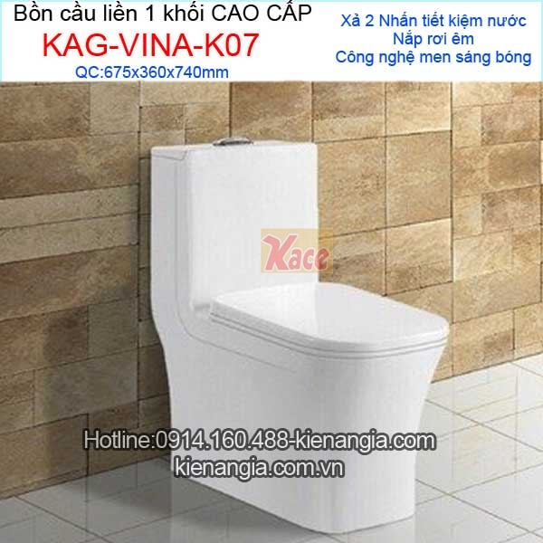 Bồn cầu vuông 1 khối giá rẻ KAG-VINA-K07