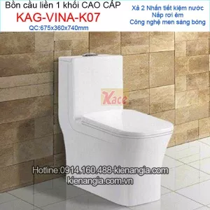 Bồn cầu vuông 1 khối giá rẻ KAG-VINA-K07
