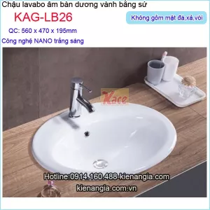 Chậu lavabo âm bàn dương vành 56x47 cm KAG-LB26