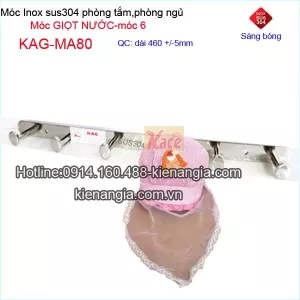 Móc áo giọt nước ,móc 6 bằng  inox sus304 bóng KAG-MA80