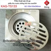 Thóat sàn WC inox 304 bóng 150x150xD90 KAG-TS133