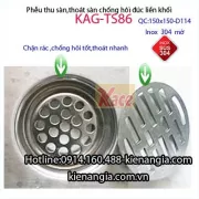 Thoát sàn đúc chống hôi sus304 150x150xD114 KAG-TS86