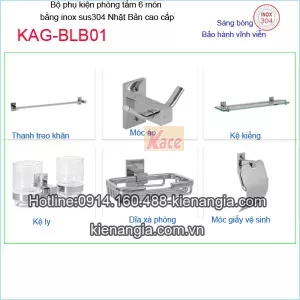 Bộ phụ kiện phòng tắm inox Nhật Bản cao cấp KAG-BLB01