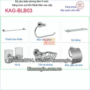 Bộ phụ kiện phòng tắm inox Nhật Bản cao cấp KAG-BLB03