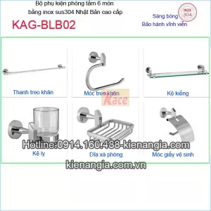 Bộ phụ kiện phòng tắm inox Nhật Bản cao cấp KAG-BLB02