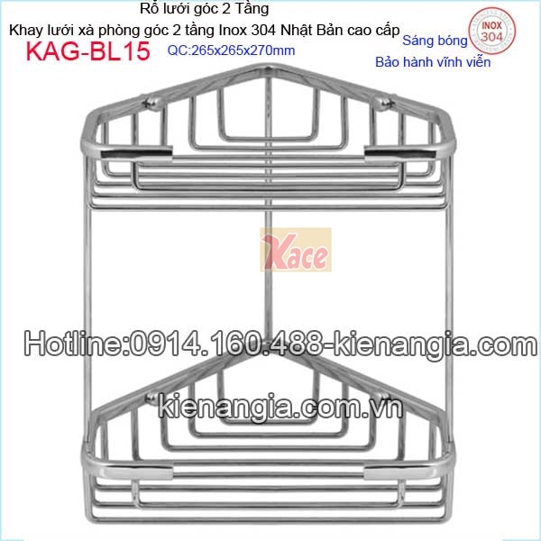 KAG-BL15-Khay-luoi-xa-phong-goc-2-tang-inox-sus304-Nhat-Ban-KAG-BL15