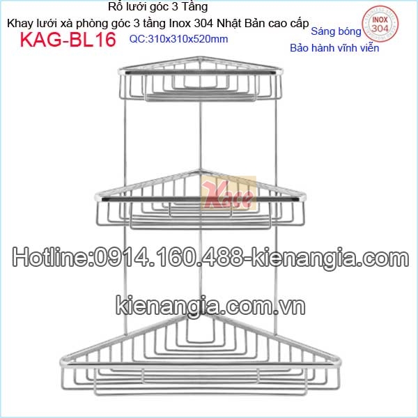 KAG-BL16-Ro-luoi-xa-phong-goc-3-tang-inox-sus304-Nhat-Ban-KAG-BL16