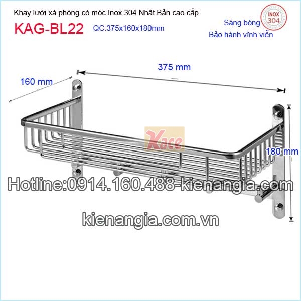 KAG-BL22-Khay-luoi-xa-phong-co-moc-inox-sus304-Nhat-Ban-Bliro-KAG-BL22-tskt