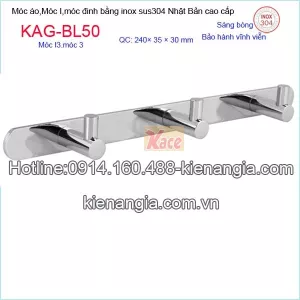 Móc I3,móc đinh 3,móc áo inox 304 Nhật bản KAG-BL50