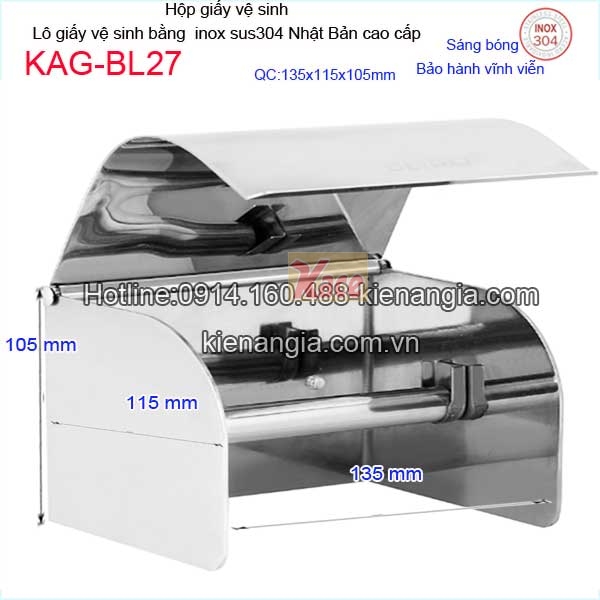 KAG-BL27-Hop-giay-ve-sinh-inox-sus304-Nhat-Ban-Bliro-KAG-BL27-tskt