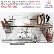 Kệ inox 304 đa năng  7 tấc 2 tầng treo tường KAG-RT1202