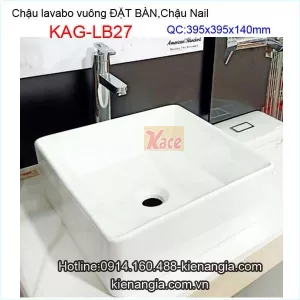 Chậu lavabo vuông đặt bàn,chậu Nail vuông KAG-LB27
