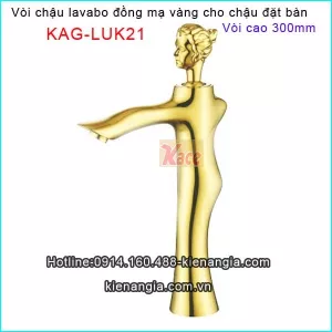 Vòi đồng mạ vàng chậu lavabo nổi đặt bàn KAG-LUK21
