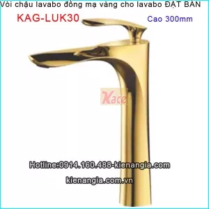 Vòi đồng mạ vàng chậu lavabo nổi đặt bàn KAG-LUK30