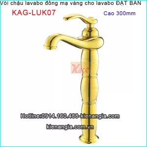Vòi đồng mạ vàng chậu lavabo nổi đặt bànKAG-LUK07