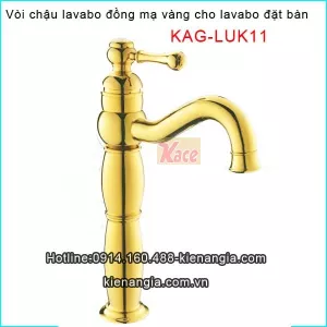 Vòi đồng mạ vàng chậu lavabo nổi đặt bànKAG-LUK11