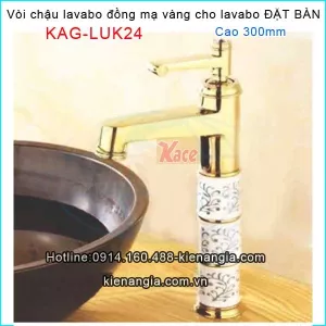 Vòi đồng mạ vàng chậu lavabo nổi đặt bàn KAG-LUK24