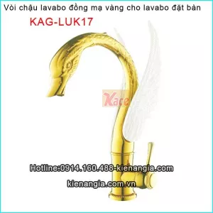 Vòi thiên nga ,vòi chậu lavabo đặt bàn đồng mạ vàng KAG-LUK17