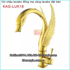 Vòi thiên nga vòi chậu lavabo đặt bàn đồng mạ vàngKAG-LUK18