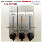 Hộp xà phòng  3 ngăn 250ml x3 nhấn tay màu xám ATMOR KAG-HXPN43