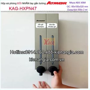 Hộp xà phòng ĐÔI nhấn tay 500ml x2 xám ATMOR KAG-HXPN47