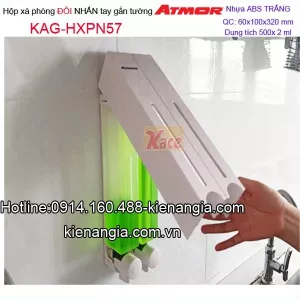 Hộp xà phòng ĐÔI nhấn tay 500ml x2 Trắng  ATMOR KAG-HXPN57