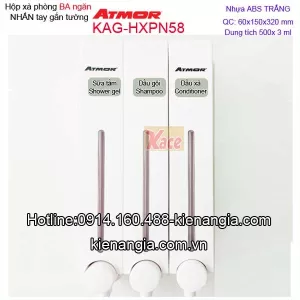 Hộp xà phòng BA nhấn tay 500ml x3 Trắng ATMOR KAG-HXPN58