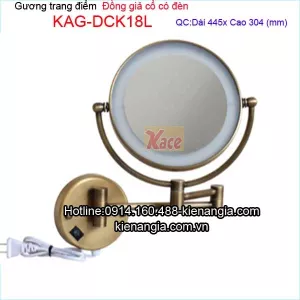 Gương trang điểm vàng đồng giả cổ treo tường KAG-DCK18LED