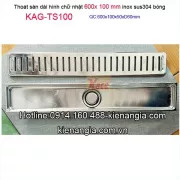 Thoát sàn dài,hố ga inox 304 chữ nhật 100X600 D60 KAG-TSD100