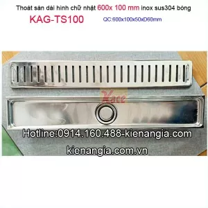Thoát sàn dài,hố ga inox 304 chữ nhật 100X600 D60 KAG-TSD100