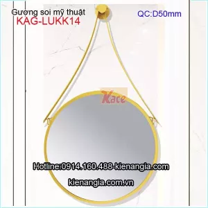 Gương soi mỹ thuật tròn,gương trang điểm viền vàng KAG-LUKK14