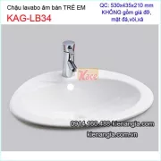 Chậu lavabo âm bàn trẻ em mầm non 53x43,5cm KAG-LB34