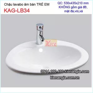 Chậu lavabo âm bàn trẻ em mầm non 53x43,5cm KAG-LB34