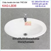 Chậu lavabo âm bàn 56x5x46 cm  trẻ em mầm non KAG-LB36