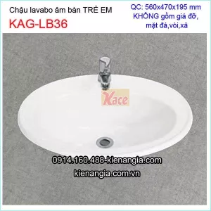 Chậu lavabo âm bàn 56x5x46 cm  trẻ em mầm non KAG-LB36