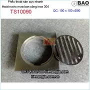 Phễu thoát nước mưa ban công inox 304 100x100 O90 Bảo TS10090