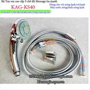 Bộ tay sen 5 chế độ massage dây 3 lớp chịu áp KAG-KS40