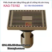 Thoát sàn đồng giả cổ chống côn trùng 100x100 D49-60-90 KAG-TS192