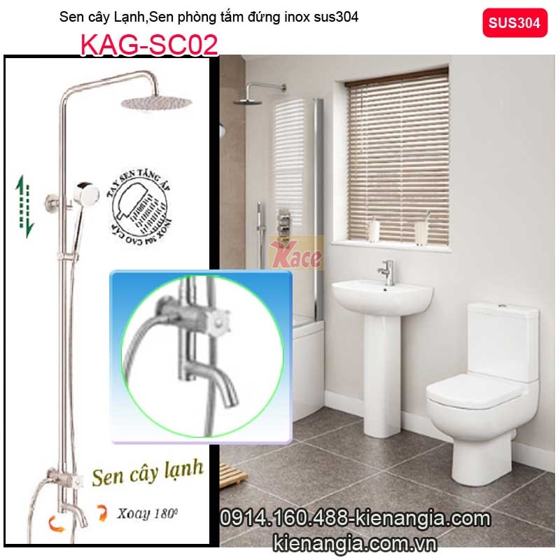 Sen tắm đứng,sen cây lạnh inox sus304 KAG-SC02