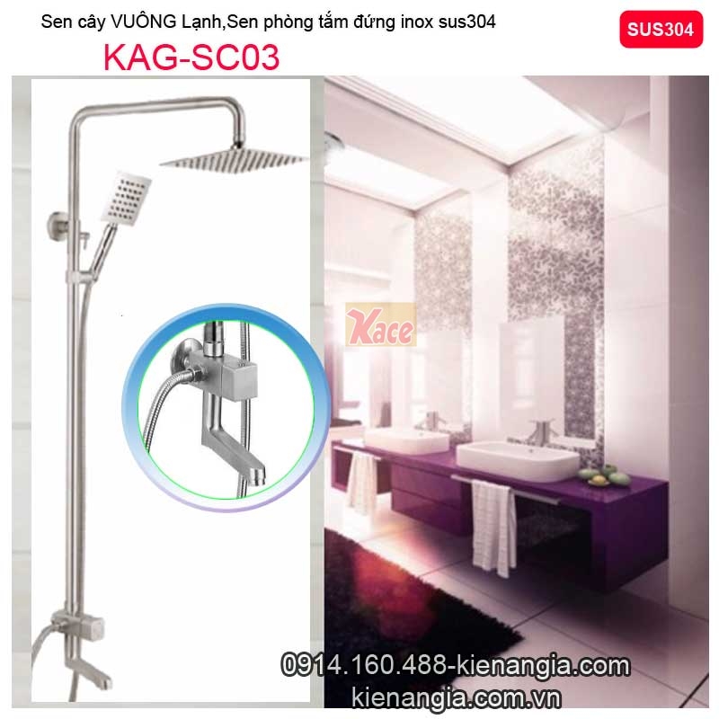 Sen tắm đứng,sen cây lạnh inox sus304 KAG-SC01