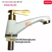 Vòi lạnh chậu lavabo inox304 trắng vàng KAG-KL53