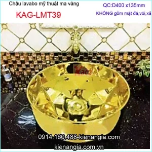 Chậu Lavabo mỹ thuật tròn bằng sứ mạ vàng KAG-LMT39