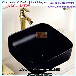 Chậu vuông mỹ thuật sứ màu đen phong cách KAG-LMT25