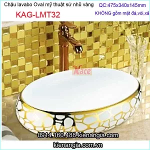 Lavabo oval sứ nhũ vàng KAG-LMT32