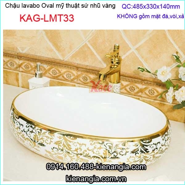 Lavabo oval sứ nhũ vàng KAG-LMT33