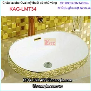 Lavabo oval sứ nhũ vàng KAG-LMT34
