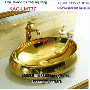 Lavabo oval bằng sứ mạ vàng óng ánh KAG-LMT37