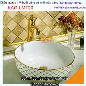 Chậu lavabo sứ  nhũ vàng tròn KAG-LMT20
