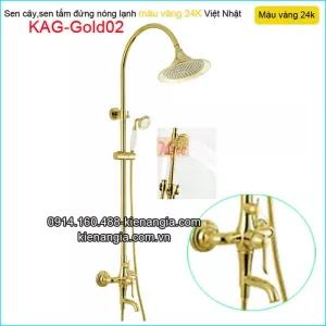 Sen tắm đứng nóng  lạnh đồng thau màu vàng 24K KAG-Gold02