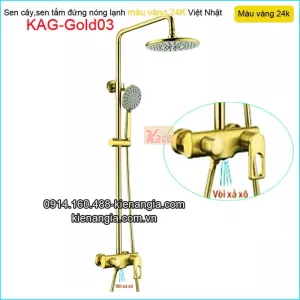 Sen tắm đứng nóng  lạnh đồng thau màu vàng 24K KAG-Gold03